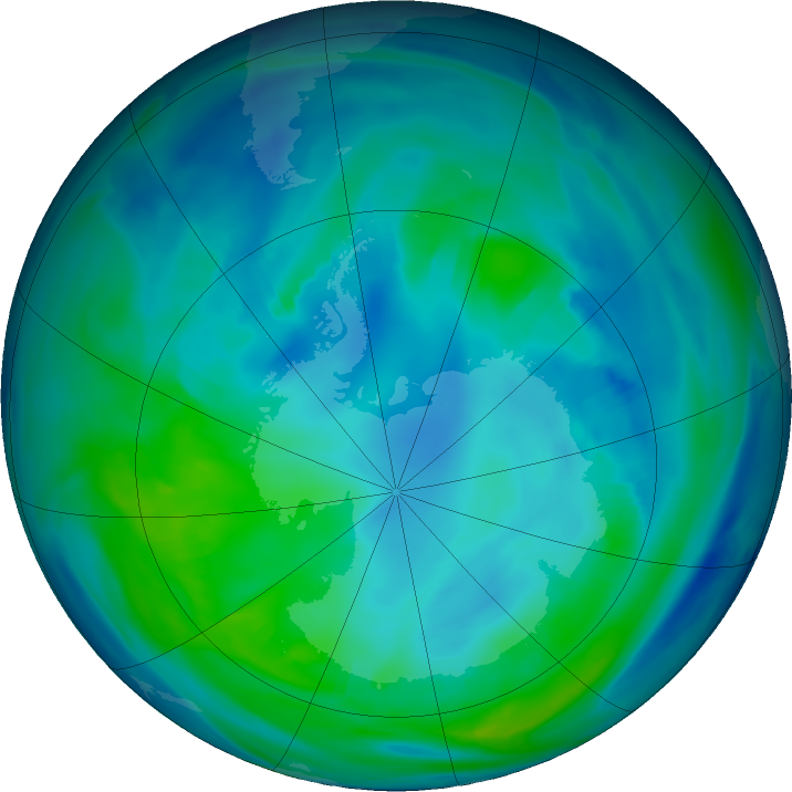 Antarctic ozone map for 05 May 2021